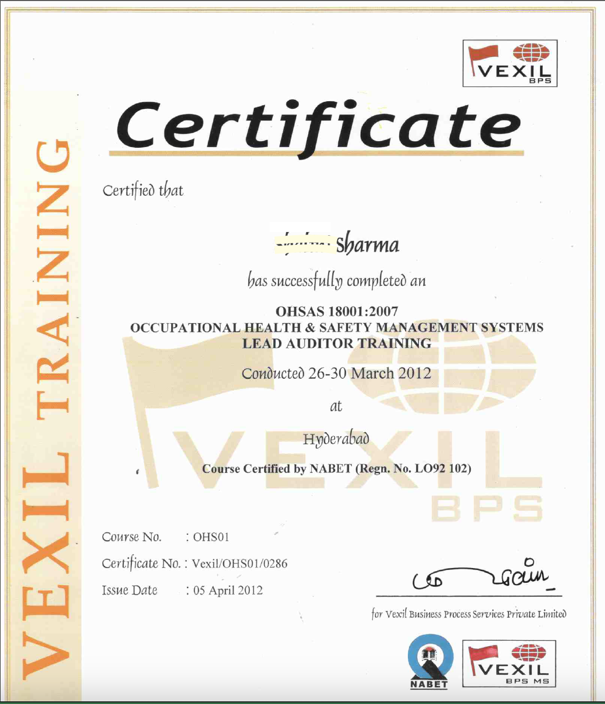 OHSAS 18001 Health & Safety Management System